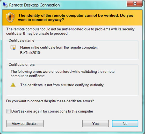 7. BizTalk IaaS - VM BizTalk2010 Connect Cert