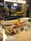 A view of the Martha show's prep kitchen in action, with the studio in the background
