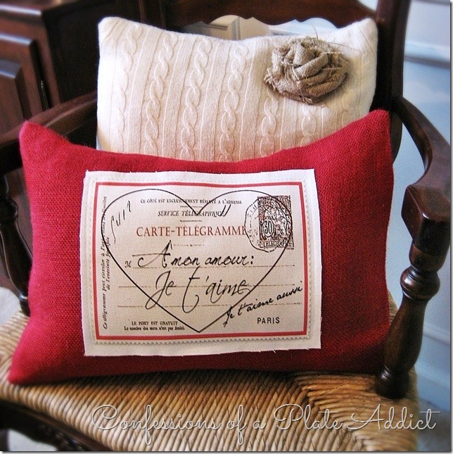 CONFESSIONS OF A PLATE ADDICT Pottery Barn Inspired Valentine Pillow CONFESSIONS OF A PLATE ADDICT Pottery Barn Inspired Valentine Pillow