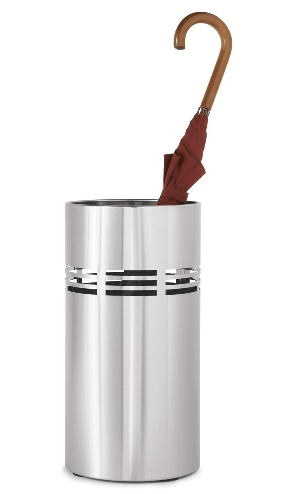 I have this umbrella stand in my entryway and love its simplicity and sheen. (Slim Umbrella Stand, Chiasso)