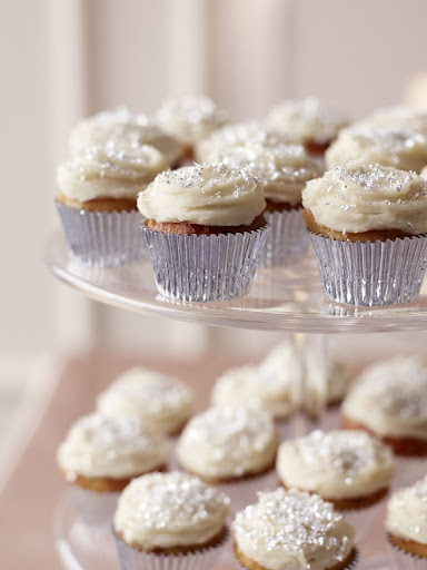 New York-based Japanese bakery kyotofu gave us their recipe for these vanilla and yuzu (Asian lime) cupcakes; we finished the frosting with a sprinkling of silver dust. (Martha Stewart Weddings) New York-based Japanese bakery kyotofu gave us their recipe for these vanilla and yuzu (Asian lime) cupcakes; we finished the frosting with a sprinkling of silver dust. (Martha Stewart Weddings)