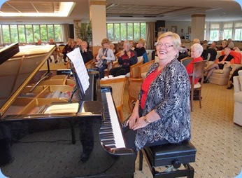Barbara McNab did something different and played the grand piano rather than her keyboard. Very nice Barbara! Photo courtesy of Dennis Lyons