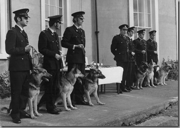 Annual photo 1972. <br />L to R - PC's Greener, Wood, Simpson. Chief Constable Puckering and PC's Hedges, Turner and Leng