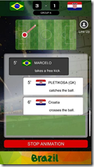 تطبيق متابعة مباريات كأس العالم 2014 World Cup 2014 Live Broadcast - يحتوى على ملعب مصغر يوضح جميع التمريرات وأماكن تحرك الكرة