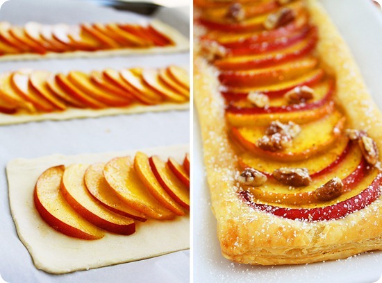 Texas Peach and Pecan Tart – Puff pastry tarts with chopped pecans are flaky, buttery and full of Southern sweetness! | thecomfortofcooking.com