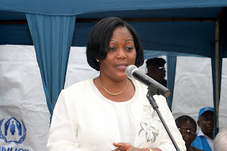 Mme Thérèse Olenga, Représentant du gouverneur de la ville de Kinshasa la cérémonie de Rapatriement des Réfugiés Angolais par le HRC Kinshasa/RDC, le 09/02/2012. Radio Okapi/Ph. Aimé-NZINGA