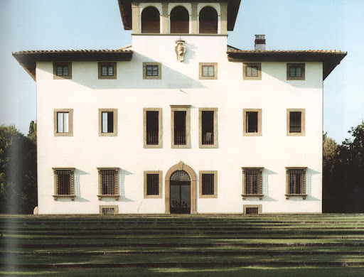 The splendid Renaissance facade of the private Pucci family estate, Villa di Granaiolo.