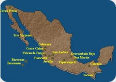volcanes mexico- mapa volcanes mexico- mapa