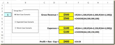 Form Controls in Excel - Option Button Scenario 1