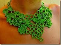 crochet necklace green