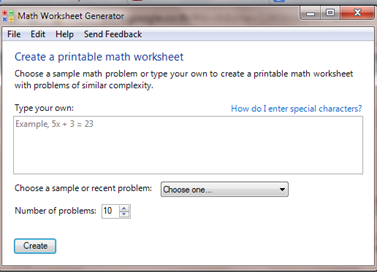 ฟรีแวร์สร้างใบงานสาระคณิตศาสตร์ Math worksheet generator