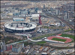 Olympic Stadium and warm-up track in the foreground