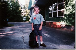 Zach- first day of pre K- XAlpine Ave house...summer 1997