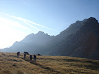 On the GR10 walking towards the Col du Calmettes with the Pic Du Rhule on the right