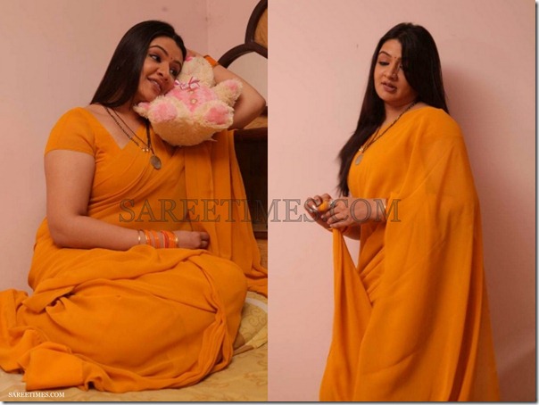 Aarthi_Agarwal_Yellow_Plain_Saree