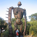 Kai with the Laputa robot, at the Ghibli Museum