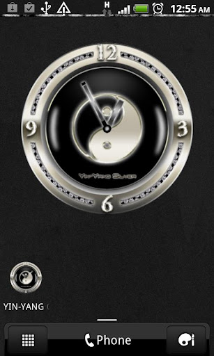 YIN-YANG SILVER Clock Widget