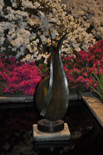 Azaleas with a water feature