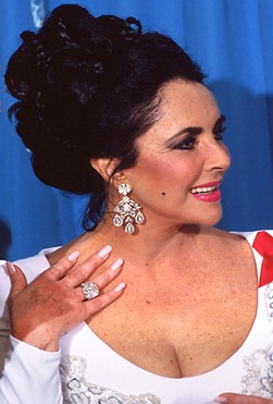 Elizabeth Taylor with Earrings and Engagement Ring