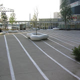 The grounds outside the Toyosu Mall - the mall buildings are shaped somewhat like ships, and the curved landscaping is supposed to be like waves