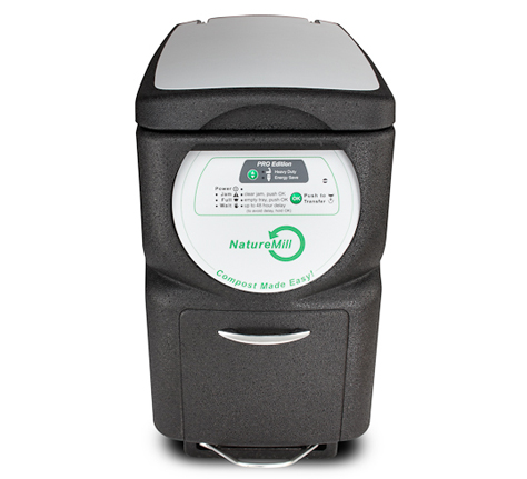 Small enough to fit in a kitchen cabinet, this machine has a motorized mixing chamber (powered by a foot pedal) that can make fresh compost out of your food scraps every two weeks.
