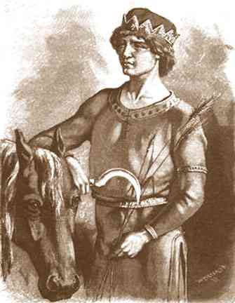 Frej With Grain Sickle And Horse, Asatru Gods And Heroes