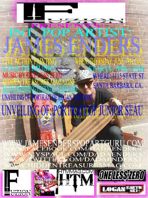 James Enders advertising his West Coast tour when he brought the painting and donated to the Calif. Surf Museum.