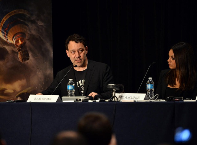 SAN DIEGO, CA - JULY 12:  Director Sam Raimi and actress speak at the "Oz: The Great and Powerful" interviews during Comic-Con International 2012 at Hilton Bayfront Hotel on July 12, 2012 in San Diego, California.  (Photo by Alberto E. Rodriguez/WireImage)