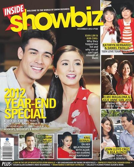 Xian Lim and Kim Chiu cover Inside Showbiz Dec 2012