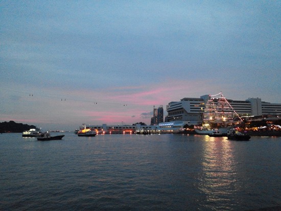 Sentosa Boardwalk Harbourfront View In Sunset Mode