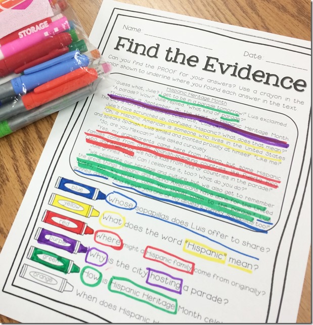 Super Text Detectives- color-coded text evidence from Luckeyfrog Learning