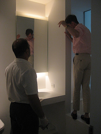 Bob Tobin, my contractor, talks me down from an intense discussion on lighting.