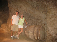 Erika and I in the cellar where they discovered the sparkling wine!