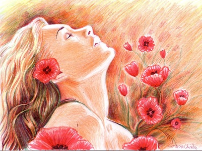 She is beuaitful like an opium dream - Fata cu maci desen She is beuaitful like an opium dream - Fata cu maci desen