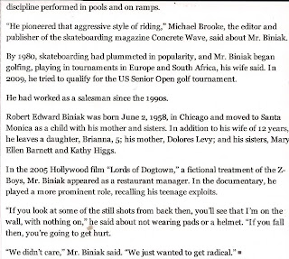 Page (2) of the article on Bob in the New York Times after his passing R.I.P.