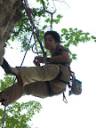 Getting ready to lower off a lead climb