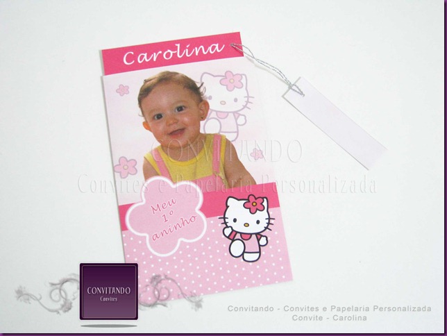 Convite-Infantil, Infantil, Convite, 1 aninho, Hello Kitty, Anivers&aacute;rio