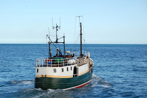 About to go round the corner out of the harbour