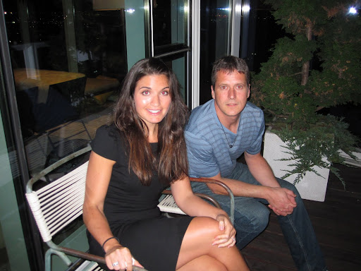 Emily Chard enjoys the surprisingly warm October night on my balcony.