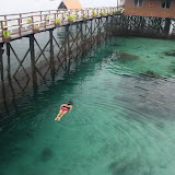 Amy snorkeling in the “aquarium” at the resort