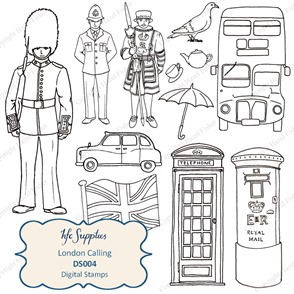 DS004 London Calling digital stamps clip art 1