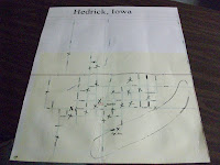 Map of Hedrick with damage area circled