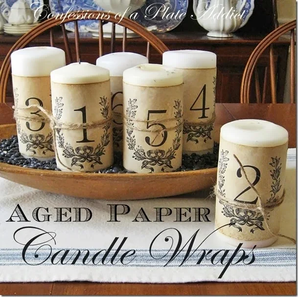 CONFESSIONS OF A PLATE ADDICT Aged Paper Candle Wraps