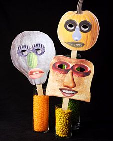 These masks are the models for this simple Halloween craft you can find on MarthaStewart.com. These masks are the models for this simple Halloween craft you can find on MarthaStewart.com.