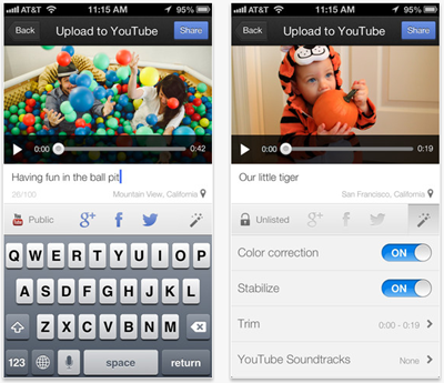 Telas do app YouTube Capture