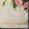 White Vase with Pink Roses 8x8 linen _ 2