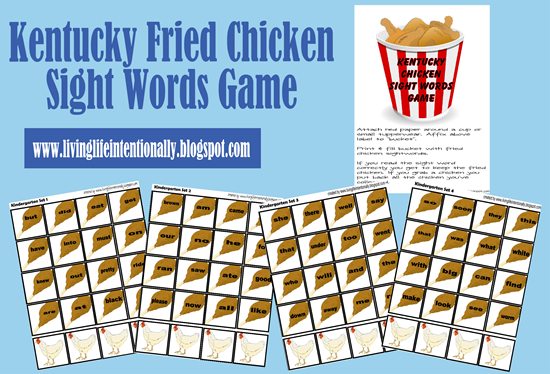 Kentucky Friend Chicken Sight Word Game for Kids Kentucky Friend Chicken Sight Word Game for Kids