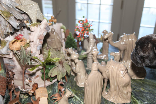 This is a stunning drabware manger set that Martha made, herself!