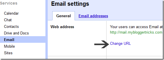 change email address url