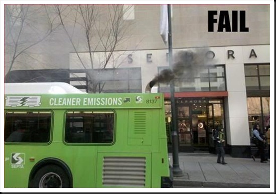 Fail cleaner emissions bus